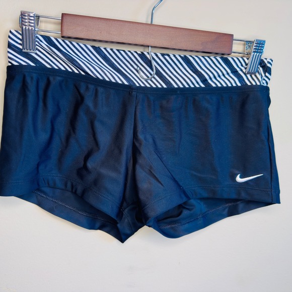 Nike Other - Nike Womens Swim Shorts Black Striped Waistband Boy Shorts NESSA403 Size M